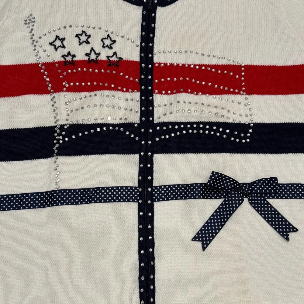 Storybook Knits Anerican Celebration Red White Blue Cardigan Sweater Size 3X NWT